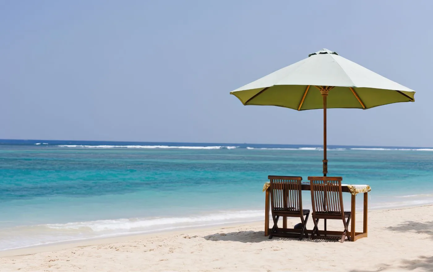 Jimbaran beach Bali during dry season with clear sunny skies