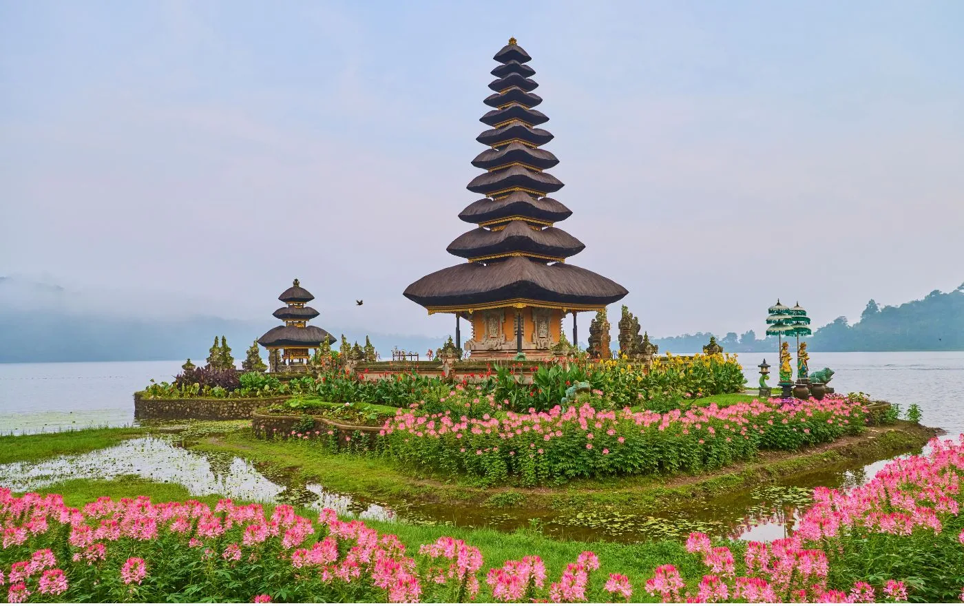 Ulun Danu Beratan Temple on Lake Beratan in Bali Indonesia