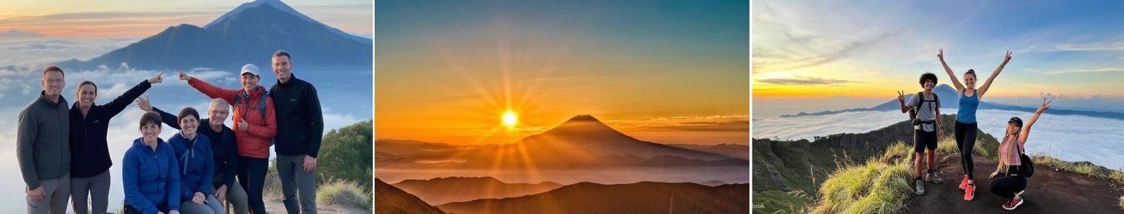 Mount Batur sunrise hike guided volcano trek above the clouds in Bali