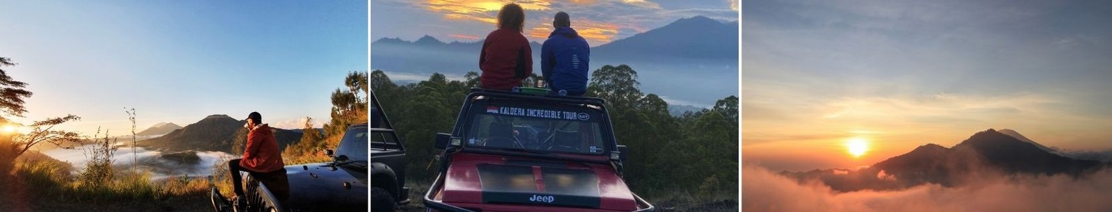 Mount Batur sunrise 4x4 Jeep tour across black lava fields in Bali
